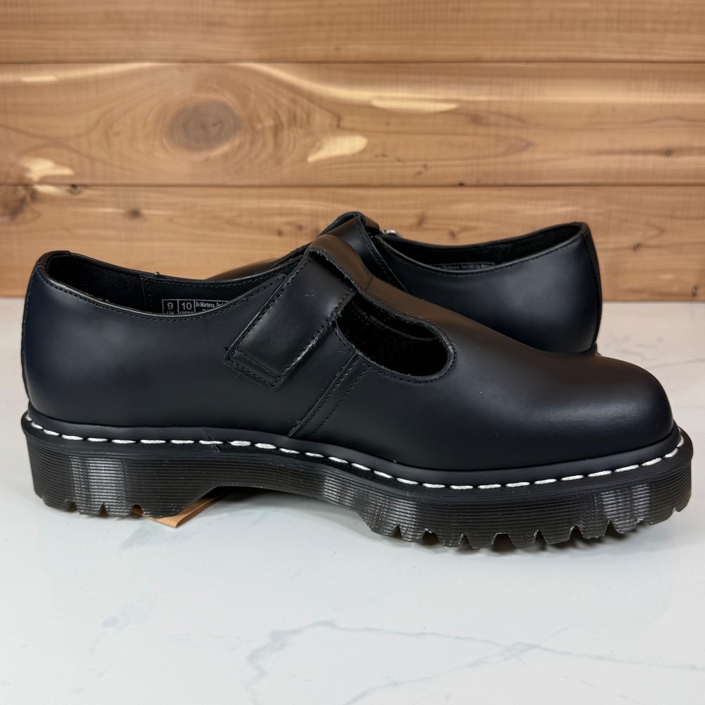 Dr. Martens Polley Bex Black Leather Mary Jane White Stitch Shoes US 11L 10M - Picture 13 of 16